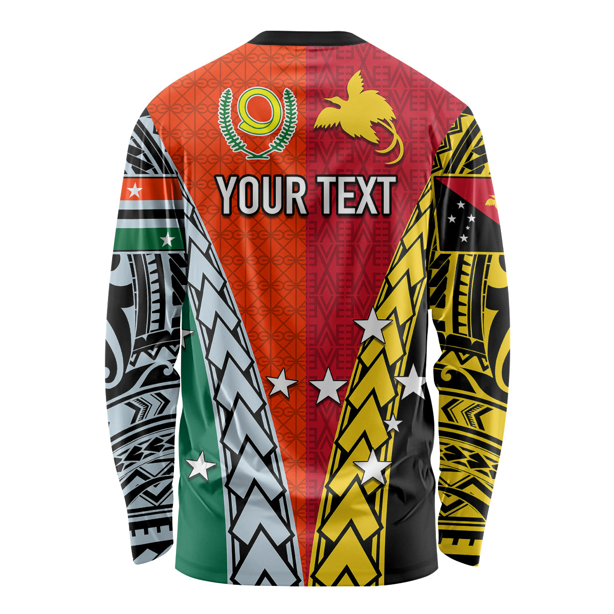 Personalised Papua New Guinea Mix Penama Long Sleeve Shirt Tribal Patterns Half-Half Style - Wonder Print Shop