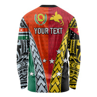 Personalised Papua New Guinea Mix Penama Long Sleeve Shirt Tribal Patterns Half-Half Style - Wonder Print Shop