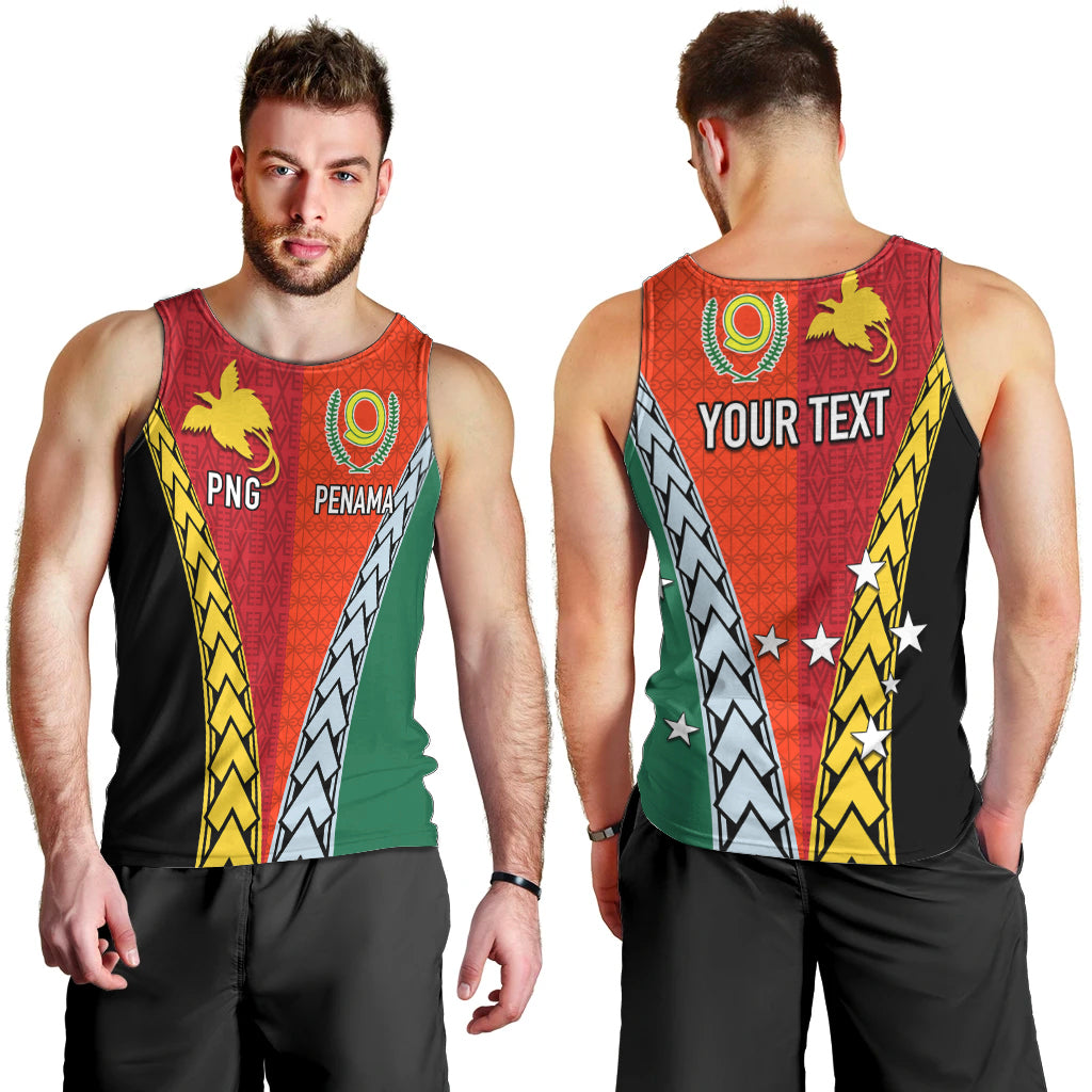 Personalised Papua New Guinea Mix Penama Men Tank Top Tribal Patterns Half-Half Style - Wonder Print Shop