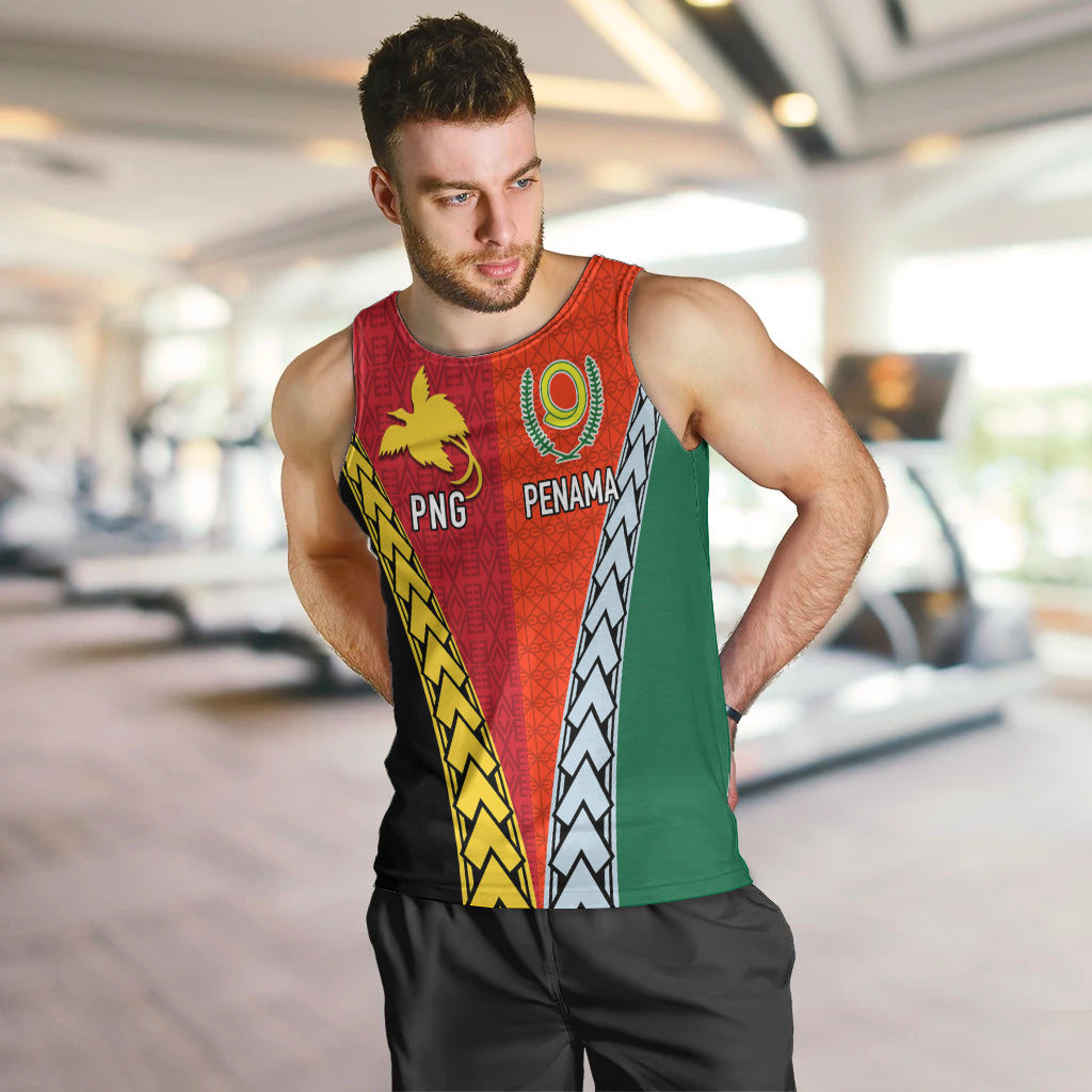 Personalised Papua New Guinea Mix Penama Men Tank Top Tribal Patterns Half-Half Style - Wonder Print Shop