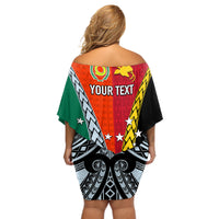 Personalised Papua New Guinea Mix Penama Off Shoulder Short Dress Tribal Patterns Half-Half Style - Wonder Print Shop