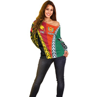 Personalised Papua New Guinea Mix Penama Off Shoulder Sweater Tribal Patterns Half-Half Style - Wonder Print Shop