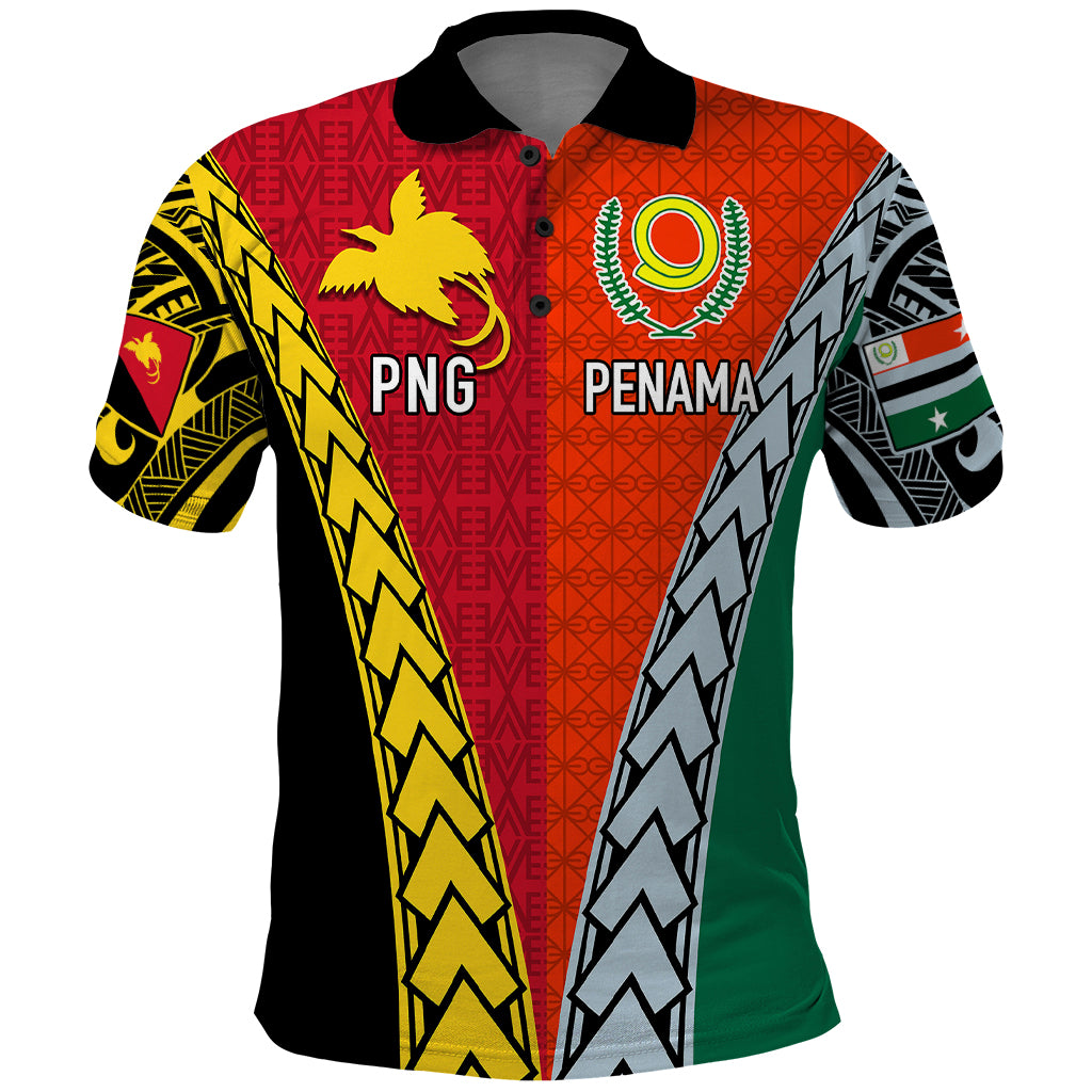 Personalised Papua New Guinea Mix Penama Polo Shirt Tribal Patterns Half-Half Style - Wonder Print Shop