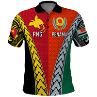 Personalised Papua New Guinea Mix Penama Polo Shirt Tribal Patterns Half-Half Style - Wonder Print Shop