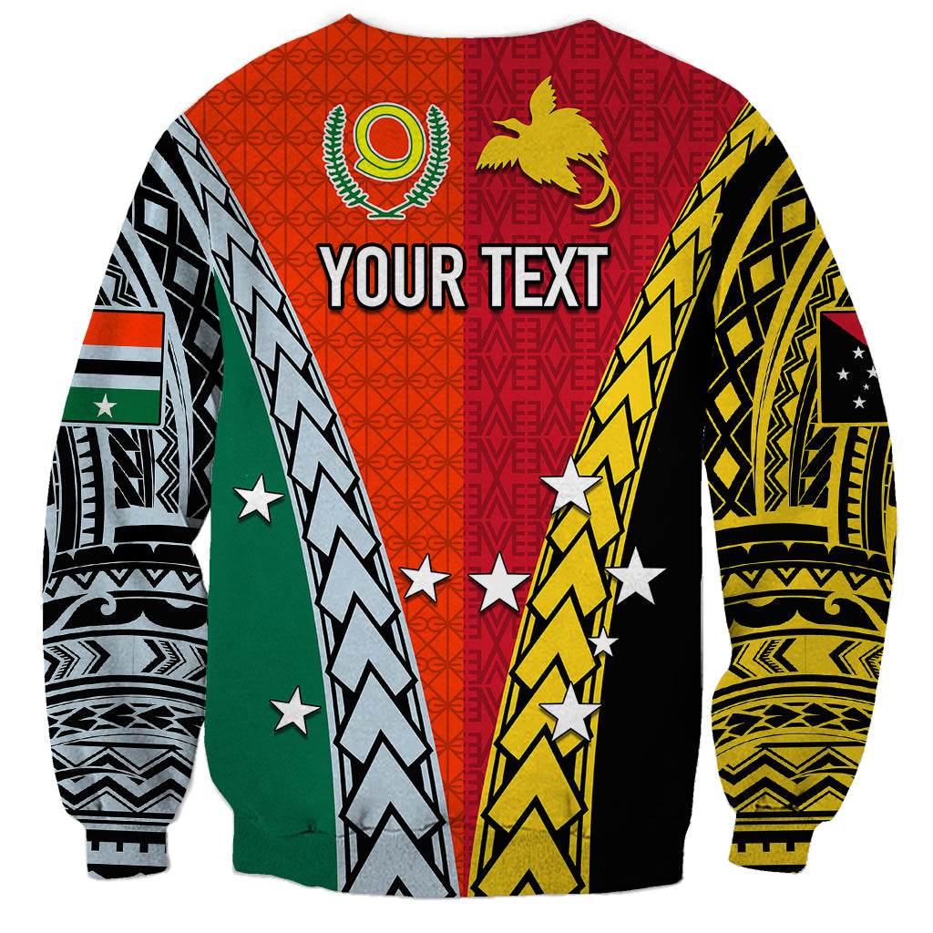 Personalised Papua New Guinea Mix Penama Sweatshirt Tribal Patterns Half-Half Style - Wonder Print Shop