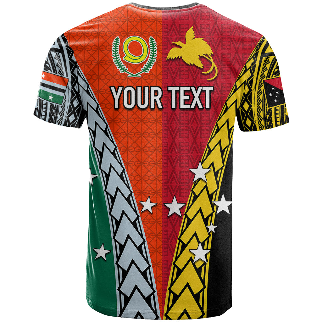 Personalised Papua New Guinea Mix Penama T Shirt Tribal Patterns Half-Half Style - Wonder Print Shop