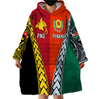 Personalised Papua New Guinea Mix Penama Wearable Blanket Hoodie Tribal Patterns Half-Half Style - Wonder Print Shop