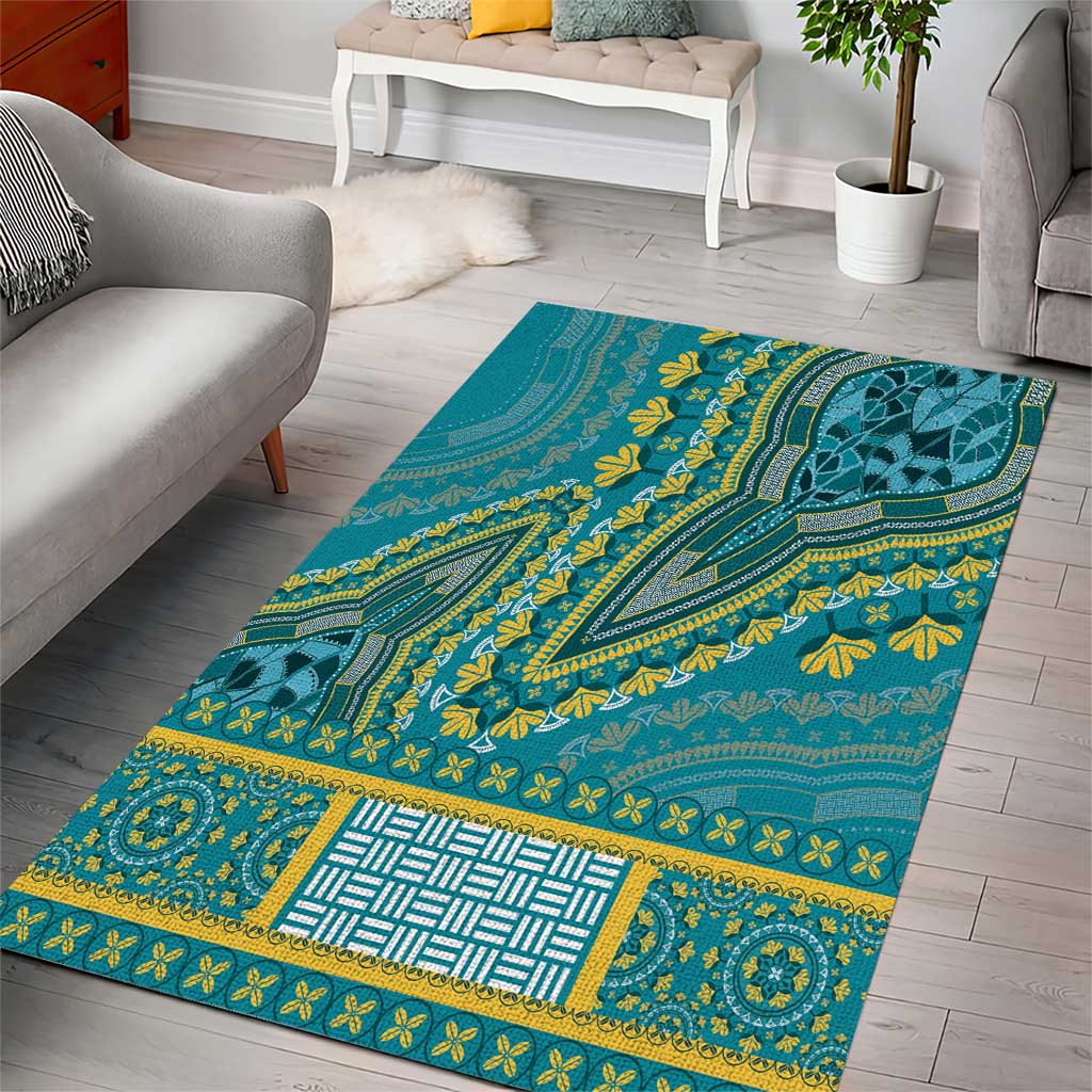 African Dashiki Area Rug Luxury Teal LT7 - Wonder Print Shop