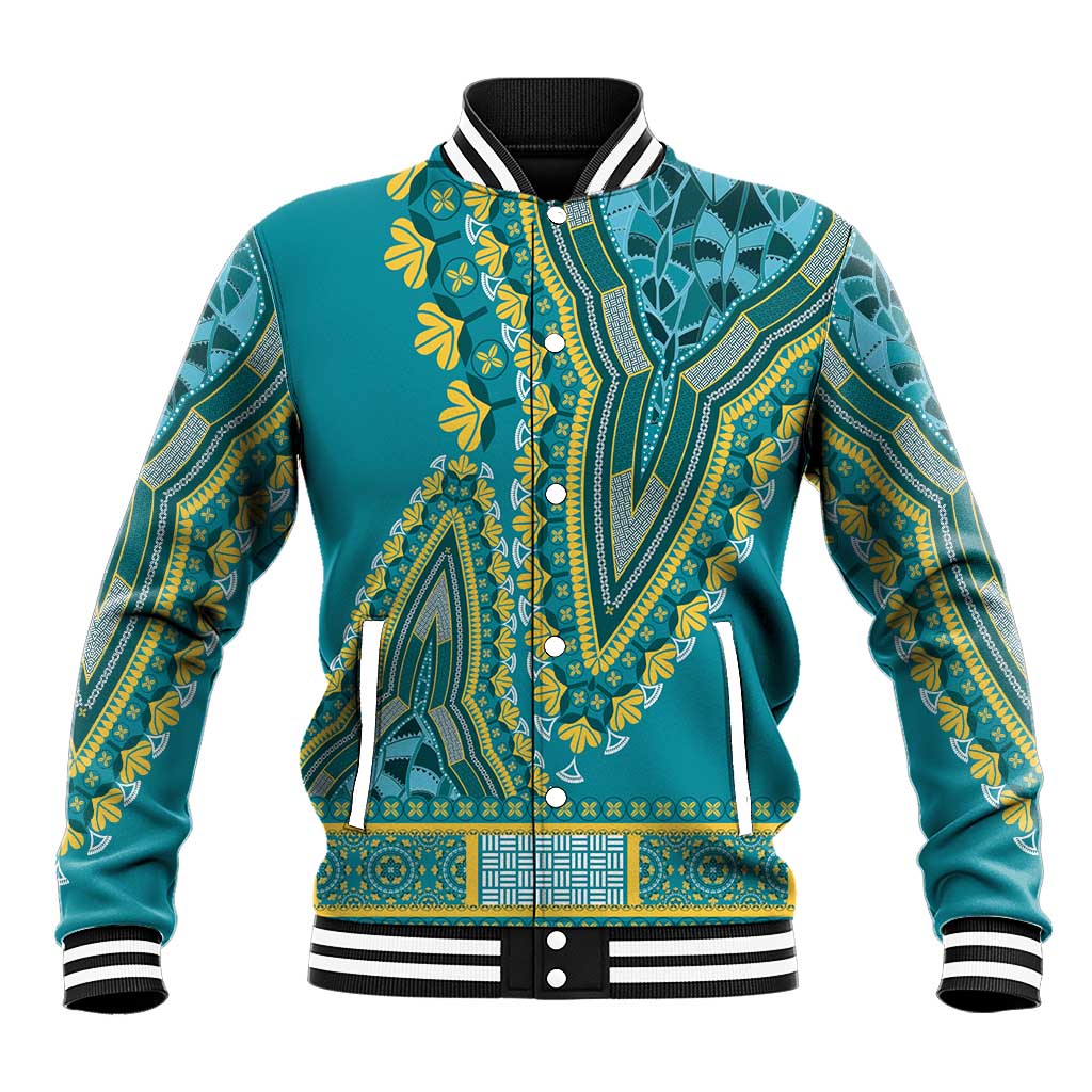 African Dashiki Baseball Jacket Luxury Teal LT7 - Wonder Print Shop