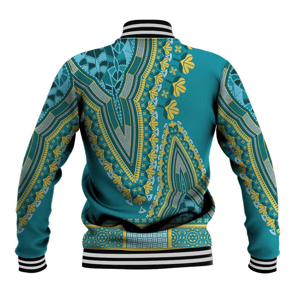 African Dashiki Baseball Jacket Luxury Teal LT7 - Wonder Print Shop