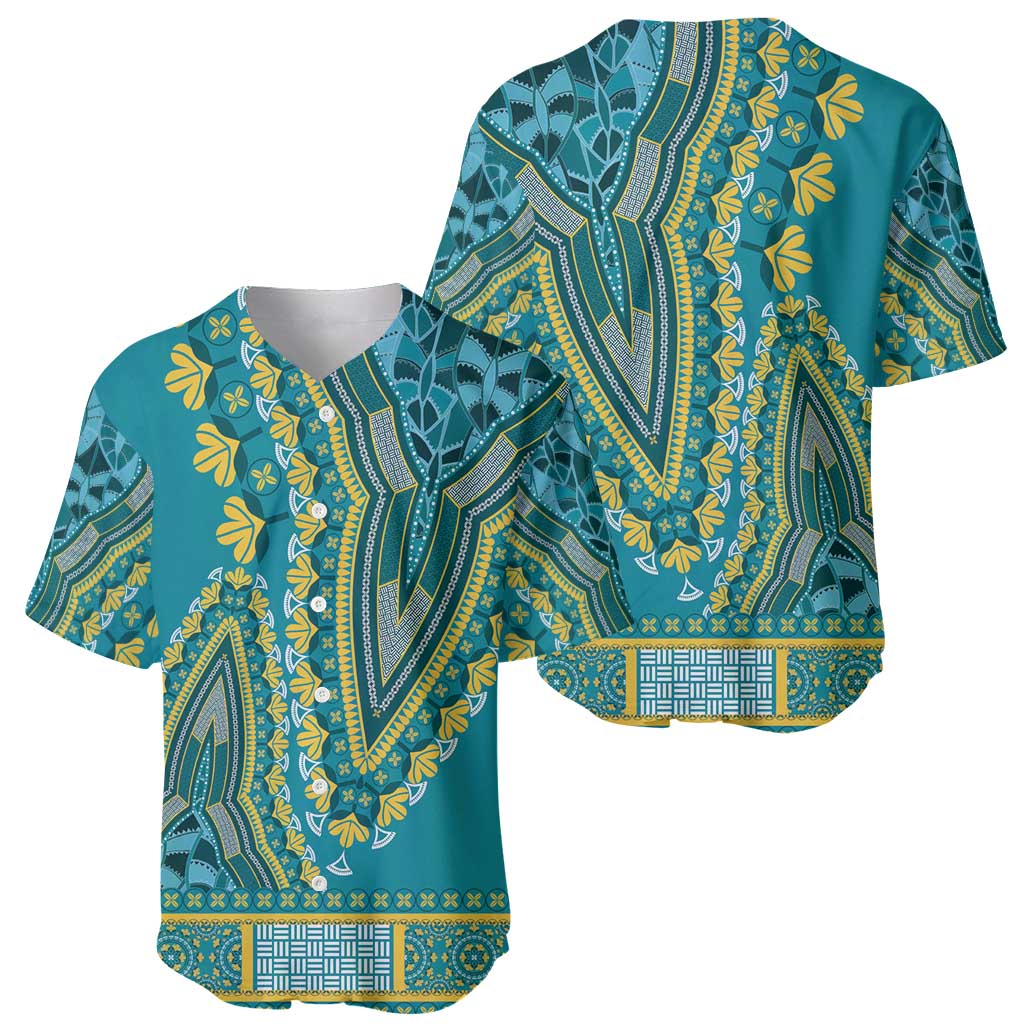 African Dashiki Baseball Jersey Luxury Teal LT7 - Wonder Print Shop