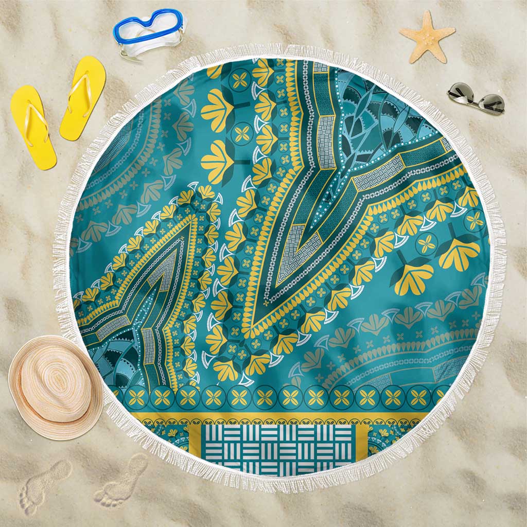 African Dashiki Beach Blanket Luxury Teal LT7 - Wonder Print Shop