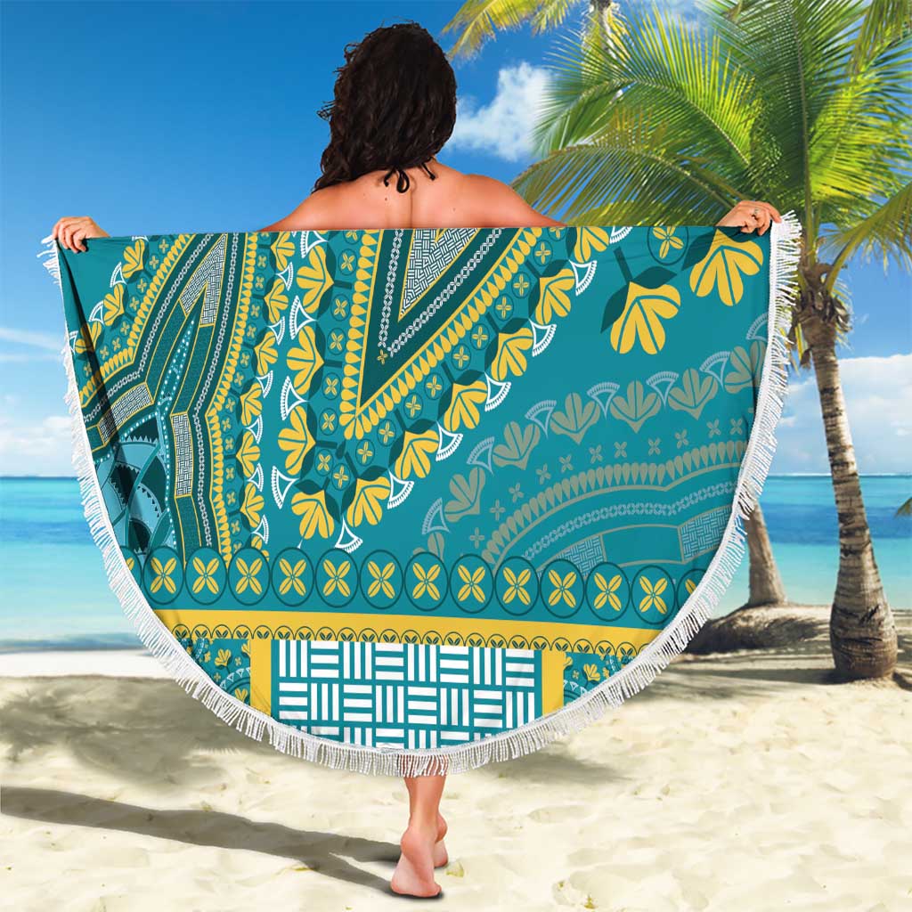 African Dashiki Beach Blanket Luxury Teal LT7 - Wonder Print Shop