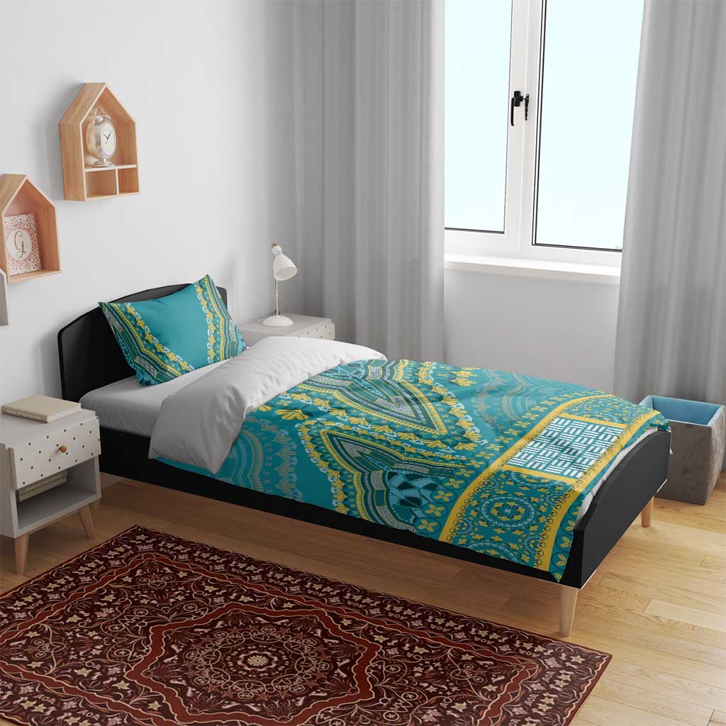 African Dashiki Bedding Set Luxury Teal LT7 - Wonder Print Shop