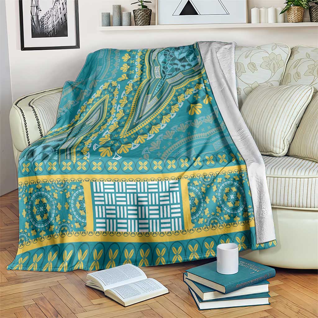 African Dashiki Blanket Luxury Teal