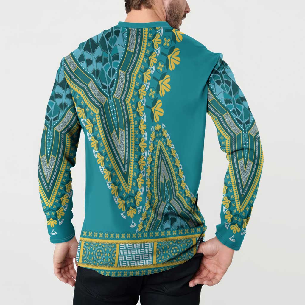 African Dashiki Button Sweatshirt Luxury Teal LT7 - Wonder Print Shop