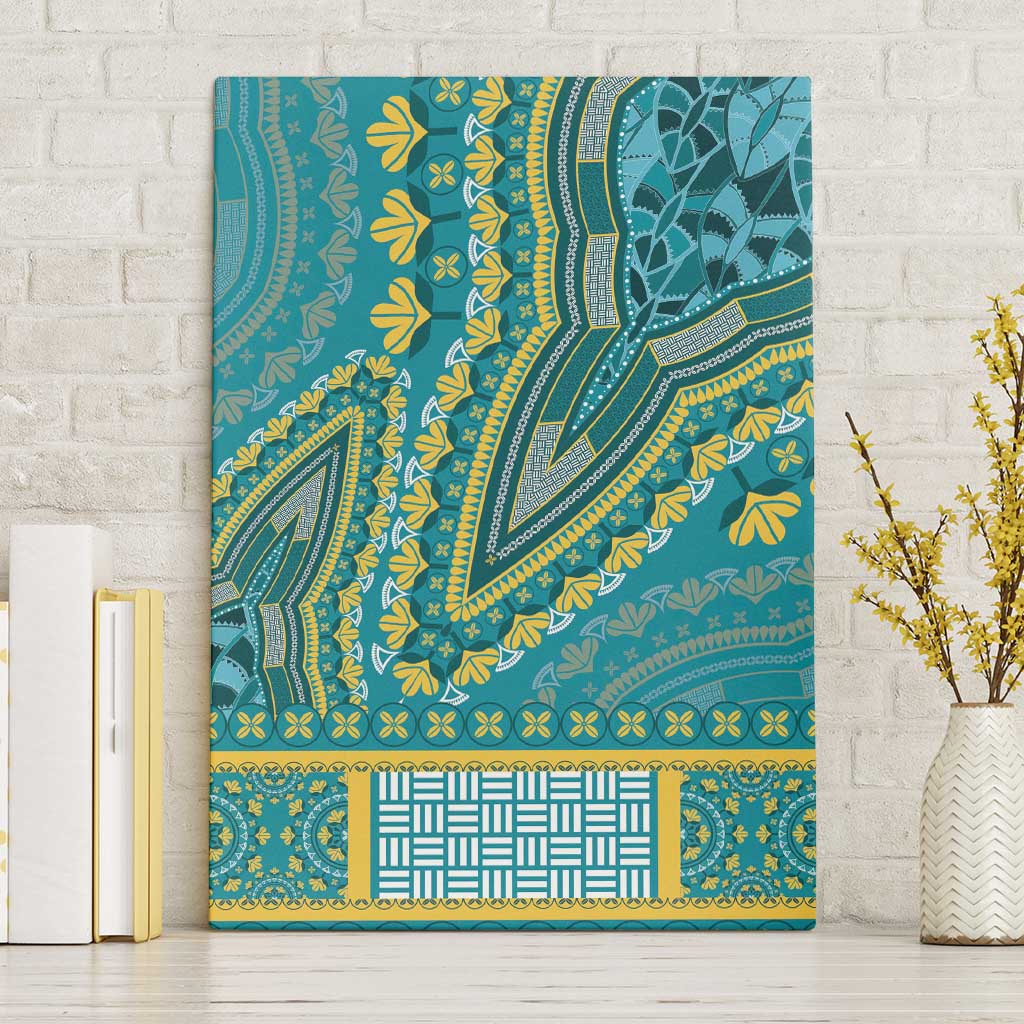 African Dashiki Canvas Wall Art Luxury Teal LT7 - Wonder Print Shop