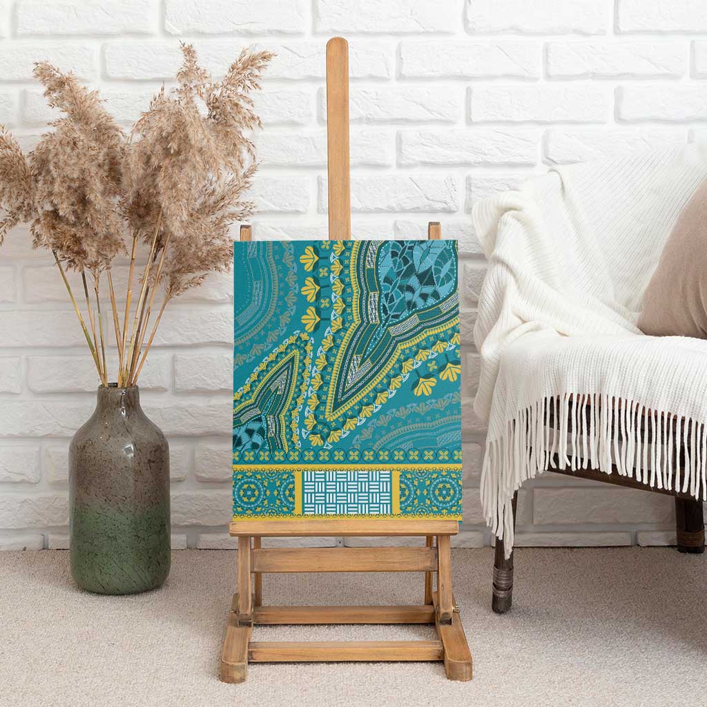 African Dashiki Canvas Wall Art Luxury Teal LT7 - Wonder Print Shop