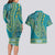 African Dashiki Couples Matching Long Sleeve Bodycon Dress and Hawaiian Shirt Luxury Teal LT7 - Wonder Print Shop