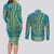 African Dashiki Couples Matching Long Sleeve Bodycon Dress and Long Sleeve Button Shirt Luxury Teal LT7 - Wonder Print Shop