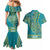 African Dashiki Couples Matching Mermaid Dress and Hawaiian Shirt Luxury Teal LT7 - Wonder Print Shop