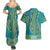 African Dashiki Couples Matching Summer Maxi Dress and Hawaiian Shirt Luxury Teal LT7 - Wonder Print Shop