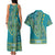 African Dashiki Couples Matching Tank Maxi Dress and Hawaiian Shirt Luxury Teal LT7 - Wonder Print Shop