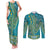 African Dashiki Couples Matching Tank Maxi Dress and Long Sleeve Button Shirt Luxury Teal LT7 - Wonder Print Shop