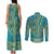 African Dashiki Couples Matching Tank Maxi Dress and Long Sleeve Button Shirt Luxury Teal LT7 - Wonder Print Shop