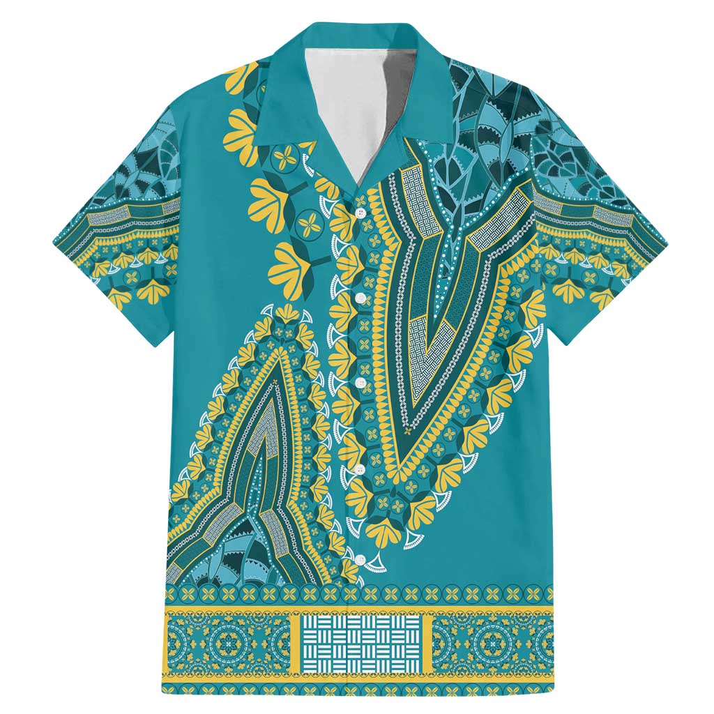 African Dashiki Family Matching Mermaid Dress and Hawaiian Shirt Luxury Teal LT7 - Wonder Print Shop