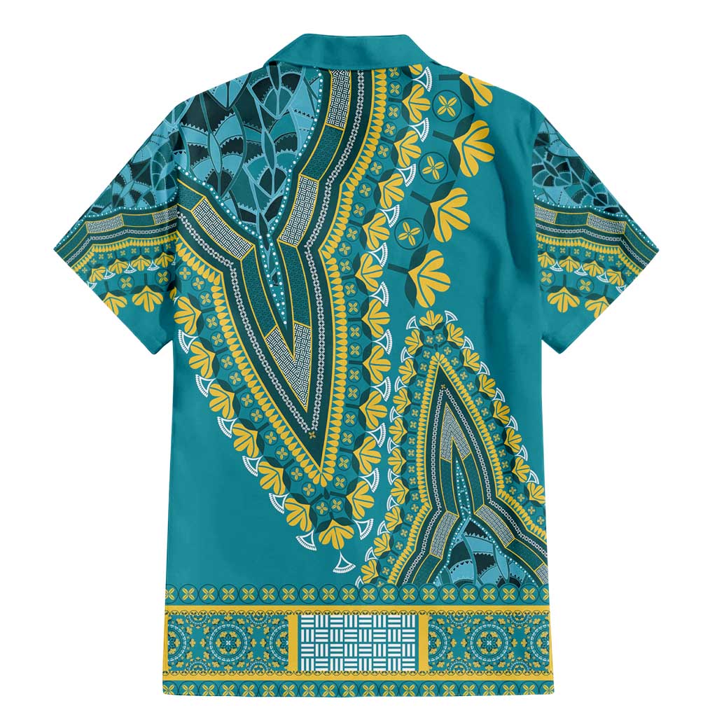 African Dashiki Family Matching Mermaid Dress and Hawaiian Shirt Luxury Teal LT7 - Wonder Print Shop