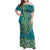African Dashiki Family Matching Off Shoulder Maxi Dress and Hawaiian Shirt Luxury Teal LT7 - Wonder Print Shop