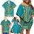 African Dashiki Family Matching Off Shoulder Short Dress and Hawaiian Shirt Luxury Teal LT7 - Wonder Print Shop