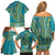 African Dashiki Family Matching Off Shoulder Short Dress and Hawaiian Shirt Luxury Teal LT7 - Wonder Print Shop