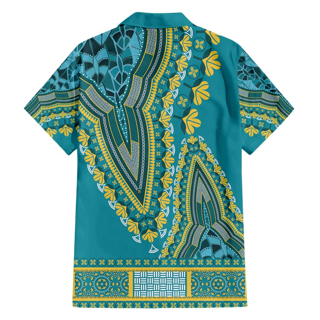 African Dashiki Family Matching Puletasi and Hawaiian Shirt Luxury Teal - Wonder Print Shop
