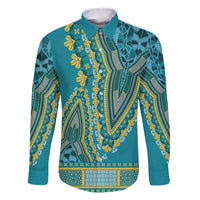 African Dashiki Family Matching Summer Maxi Dress and Hawaiian Shirt Luxury Teal - Wonder Print Shop