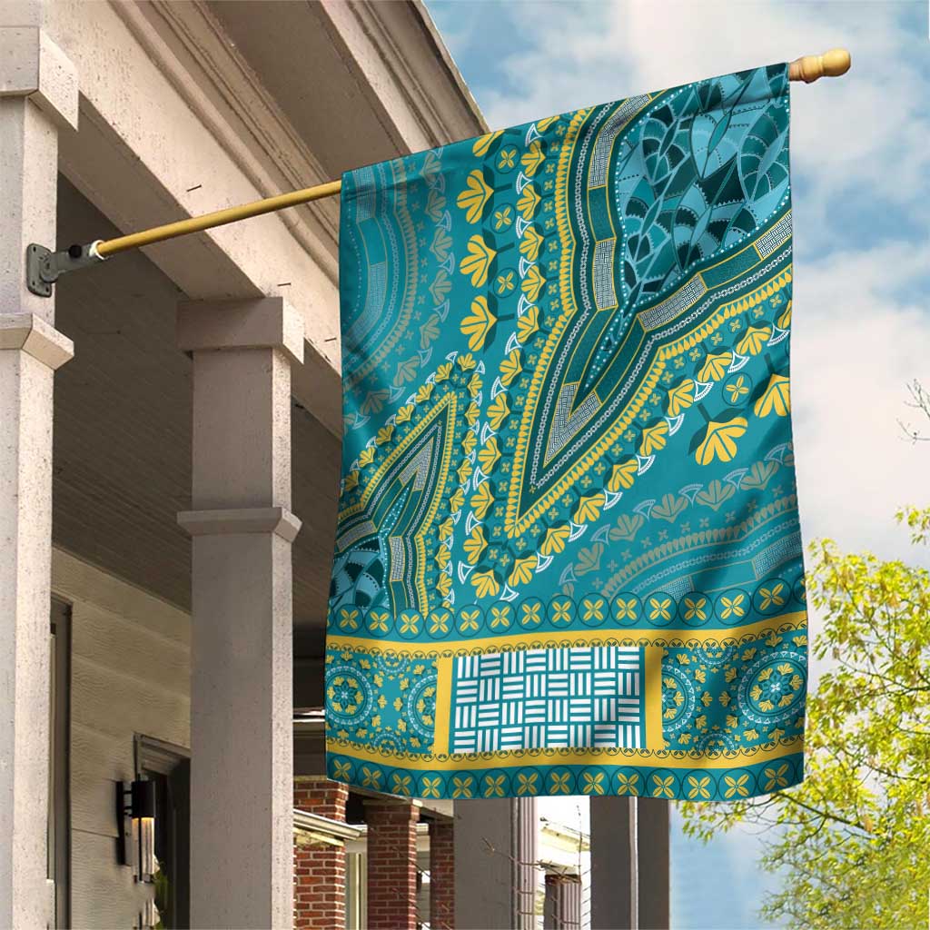 African Dashiki Garden Flag Luxury Teal - Wonder Print Shop