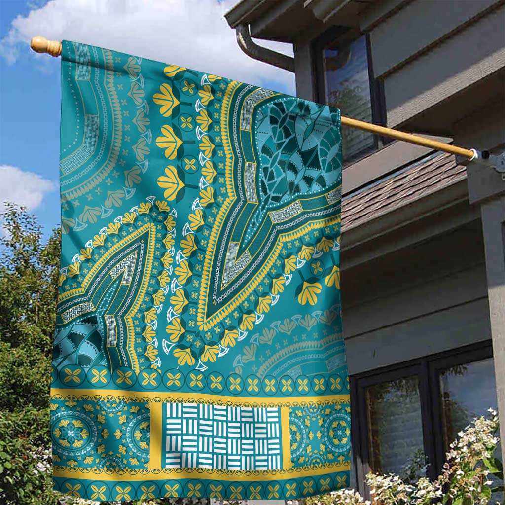 African Dashiki Garden Flag Luxury Teal - Wonder Print Shop