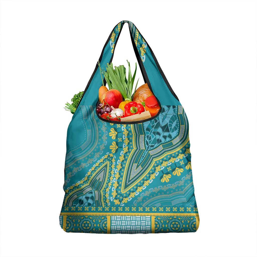 African Dashiki Grocery Bag Luxury Teal