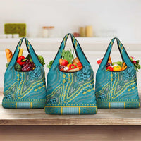 African Dashiki Grocery Bag Luxury Teal