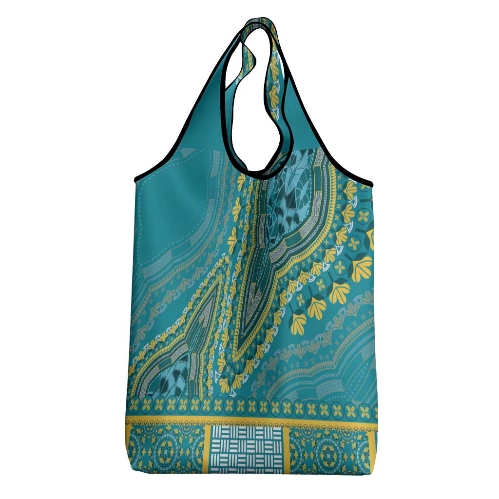 African Dashiki Grocery Bag Luxury Teal