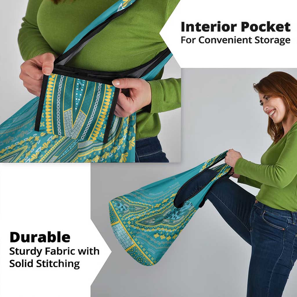 African Dashiki Grocery Bag Luxury Teal