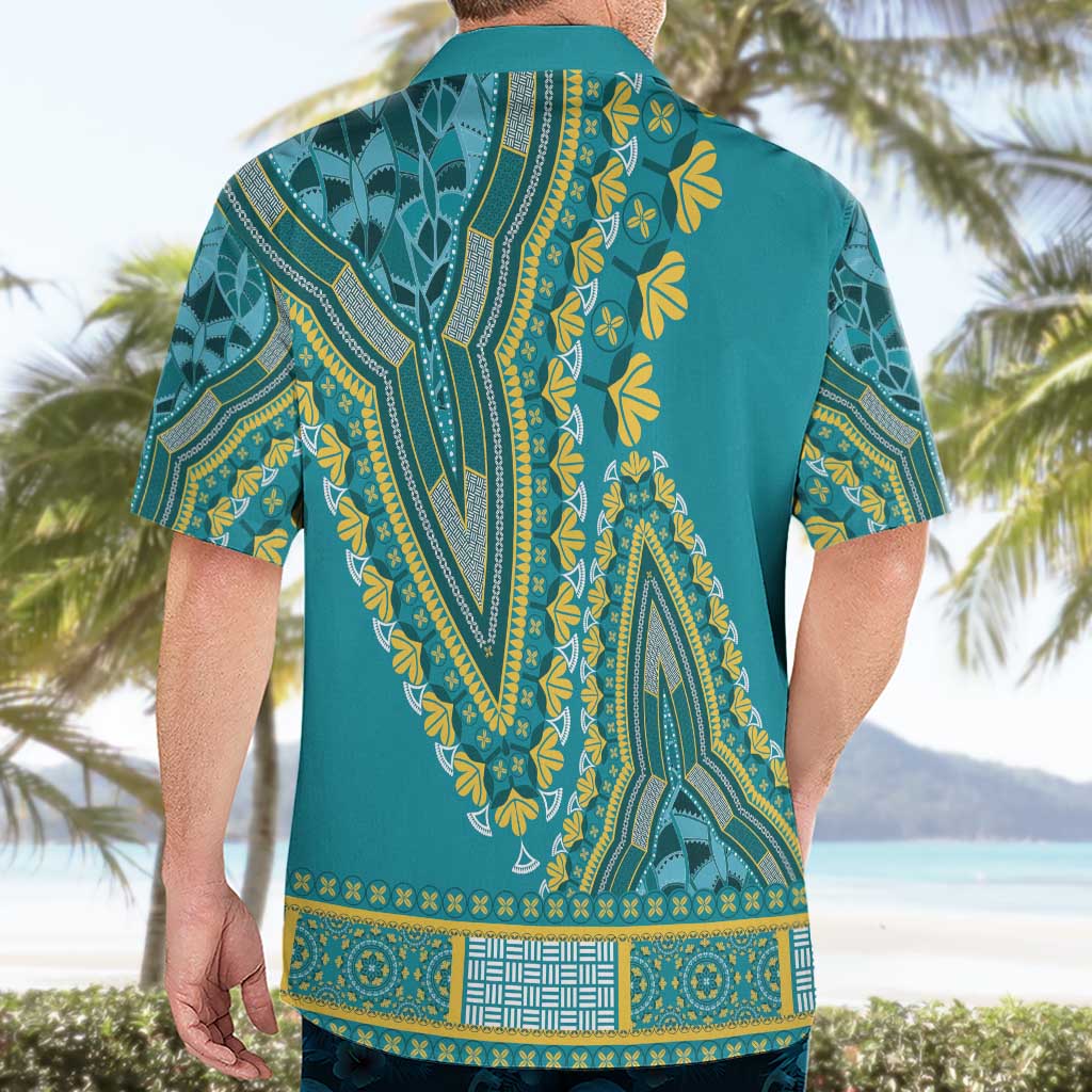African Dashiki Hawaiian Shirt Luxury Teal - Wonder Print Shop