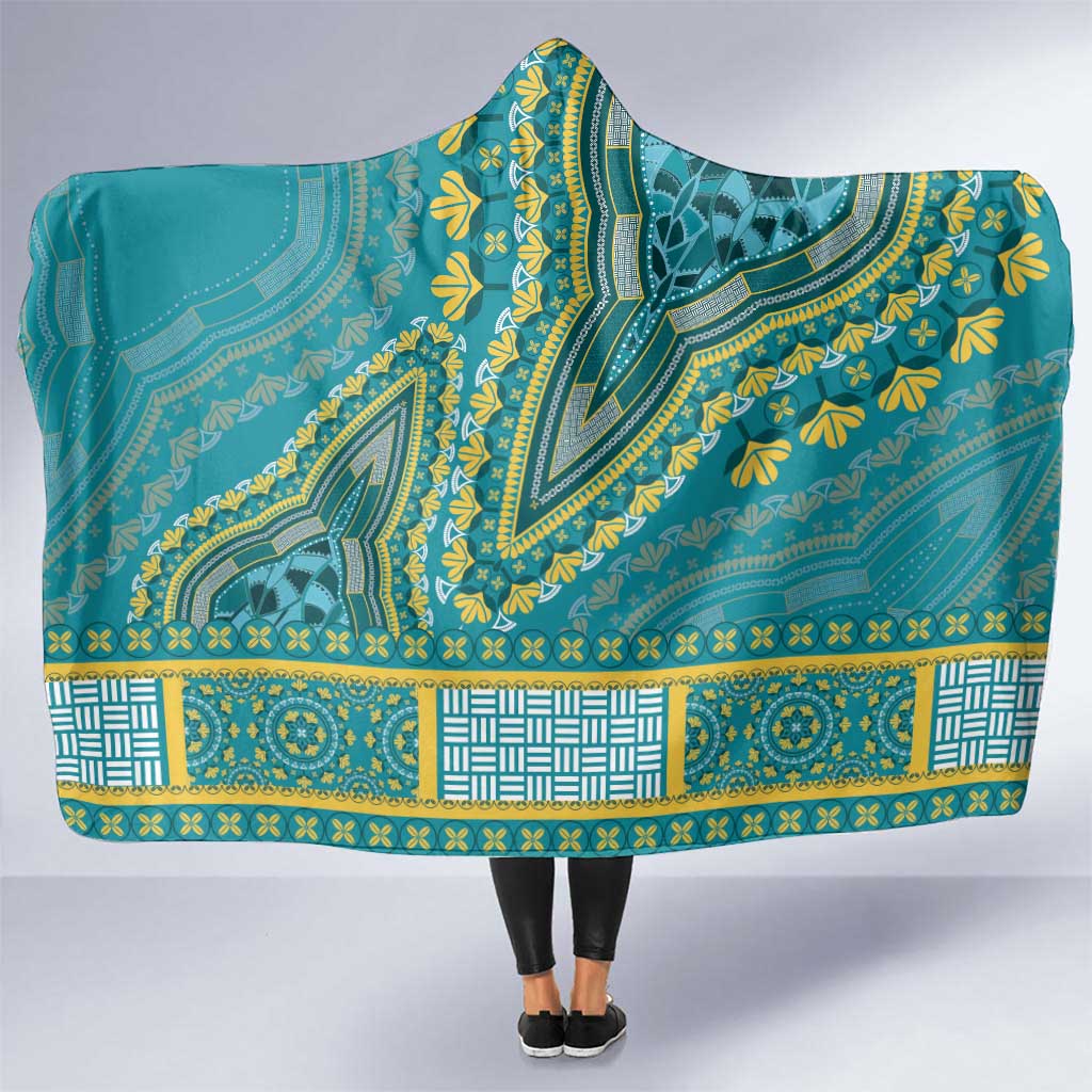 African Dashiki Hooded Blanket Luxury Teal