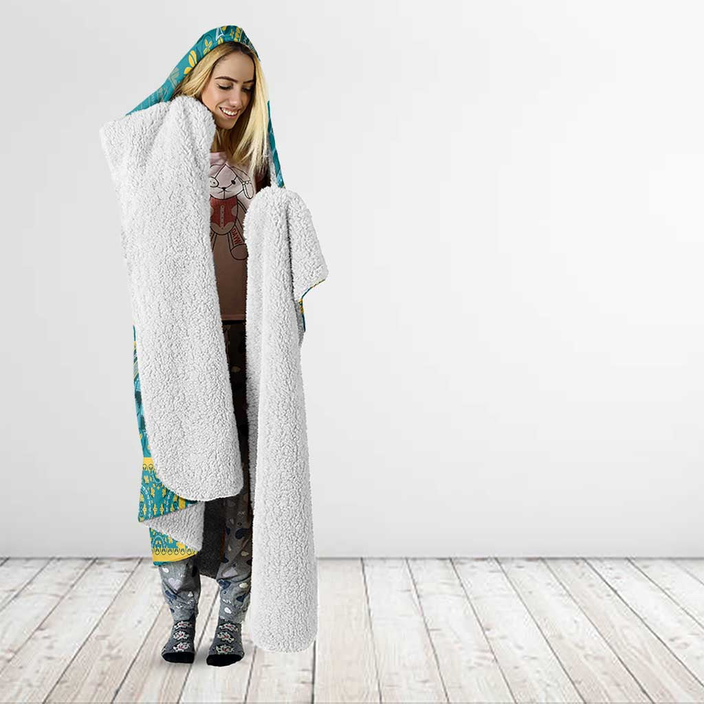 African Dashiki Hooded Blanket Luxury Teal