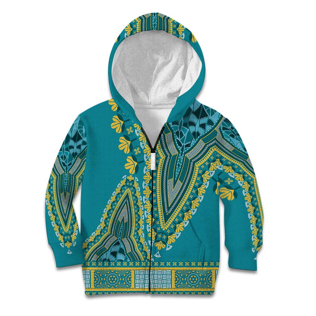 African Dashiki Kid Hoodie Luxury Teal - Wonder Print Shop