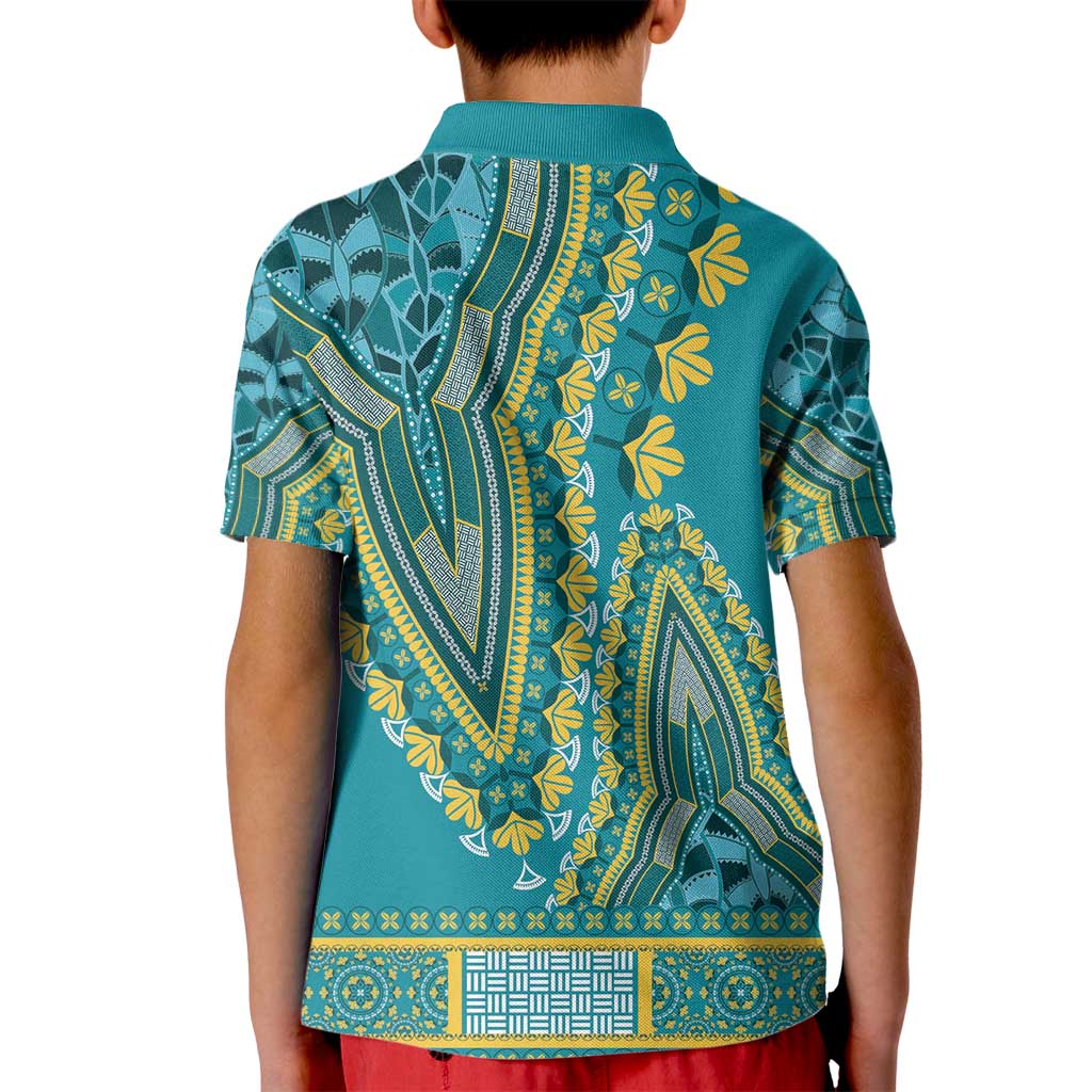African Dashiki Kid Polo Shirt Luxury Teal - Wonder Print Shop