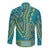 African Dashiki Long Sleeve Button Shirt Luxury Teal - Wonder Print Shop