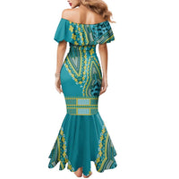 African Dashiki Mermaid Dress Luxury Teal - Wonder Print Shop