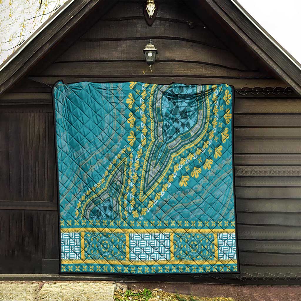African Dashiki Quilt Luxury Teal - Wonder Print Shop